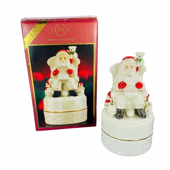 Lenox Musical Santa Keepsake Box Winters Wonder 6.75" Porcelain Christmas Decor - Picture 1 of 10